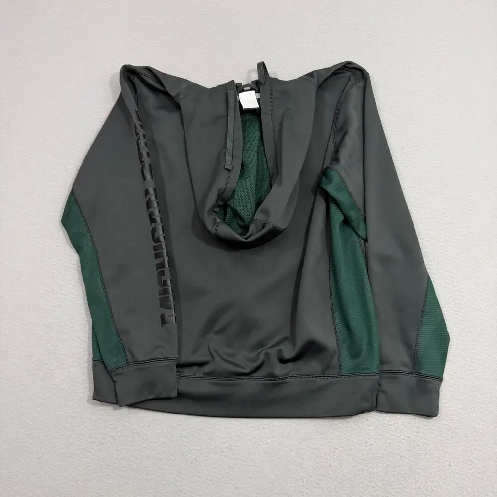 Nike Michigan State Spartans Hoodie Medium Gray Green Full Zip Sweatshirt MSU